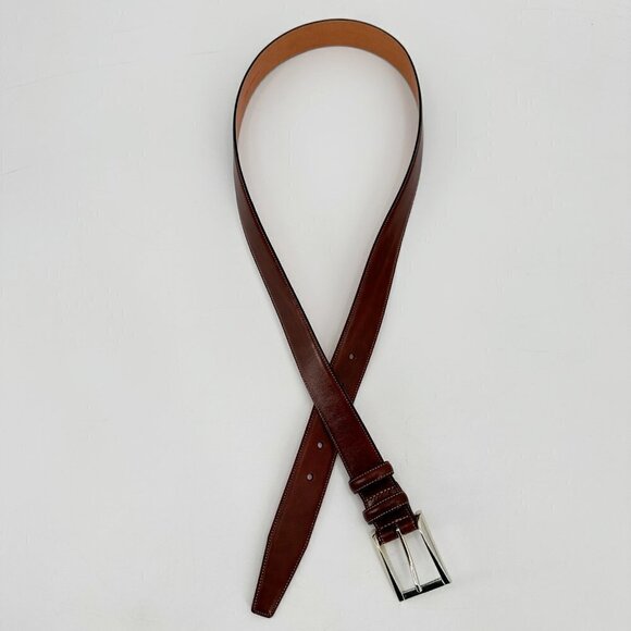 Trafalgar Brown Cortina Leather Easton Business Silver Buckle Classic 38 Belt - Picture 3 of 10